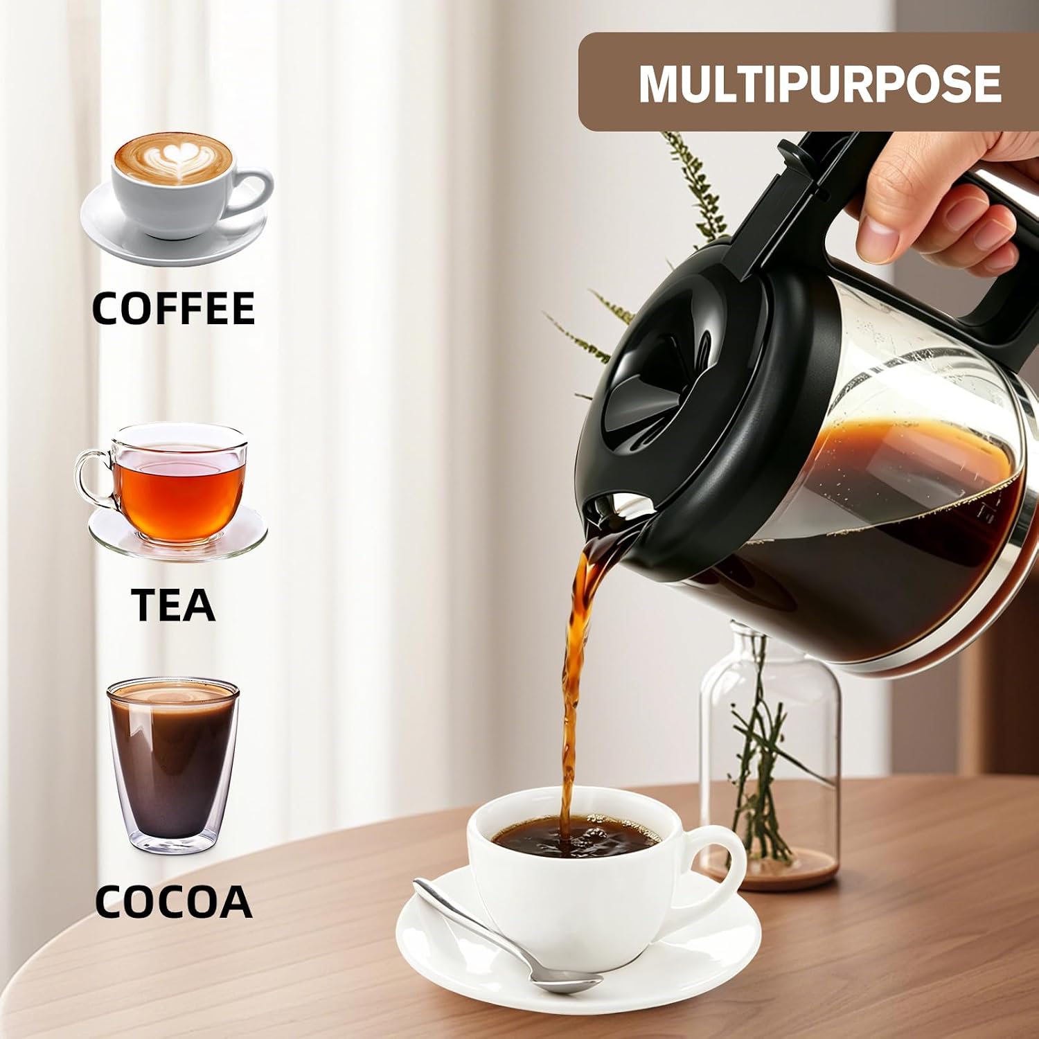 10-Cup Glass Carafe Replacement Compatible with De'Longhi COM532M COM530M Coffee Makers, Coffee Pot for 3066 3067 3093 3094 3111 3112 KF140 KF863 & BCO Series for DeLonghi Espresso Machine