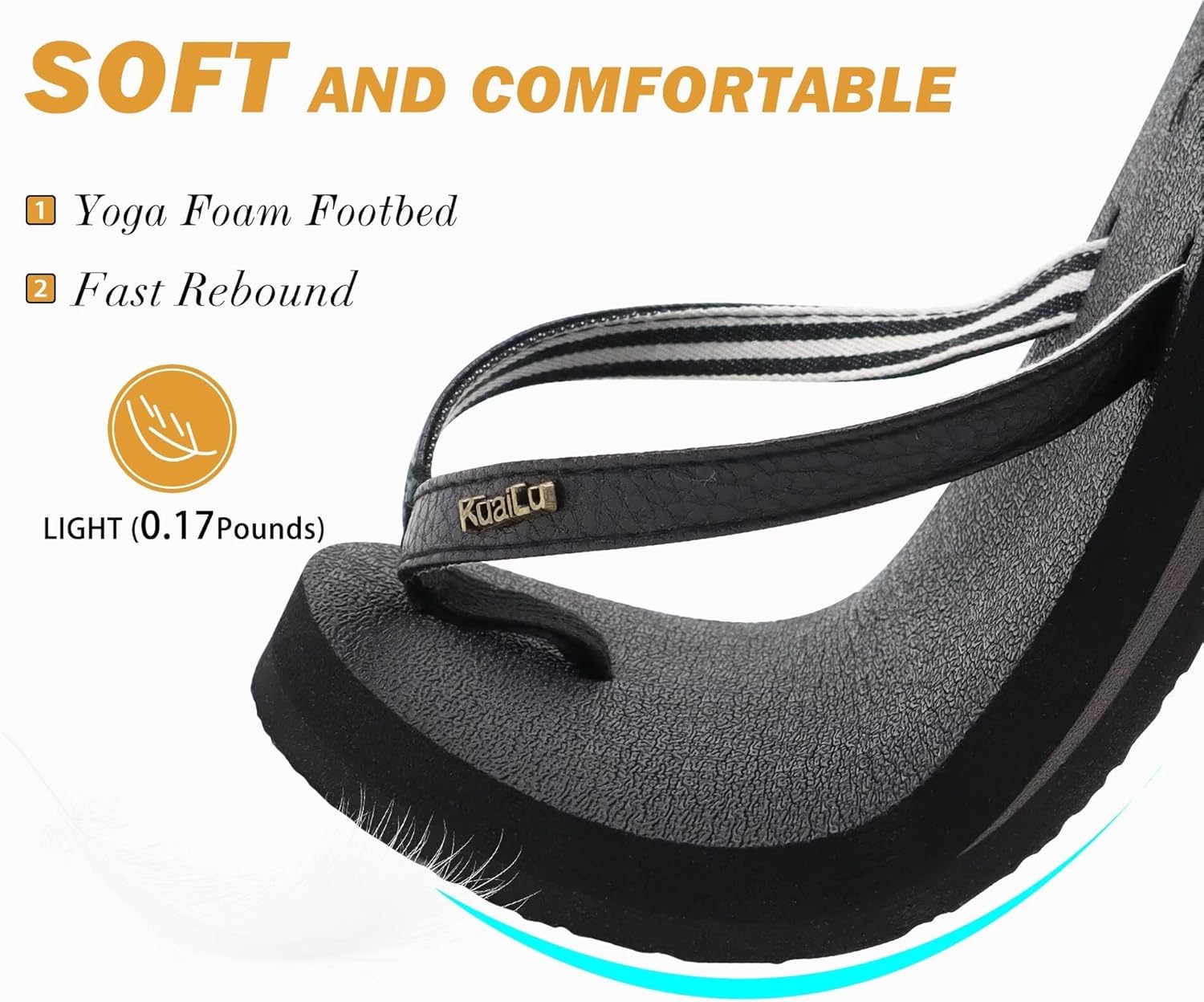 KuaiLu Womens Arch Support Flip Flops Comfortable Yoga Mat Slip on Summer Beach Walking Thong Cushion Sandals - Image 3