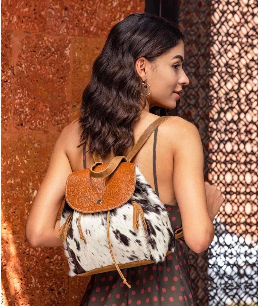 Myra Bag Must Have Backpack Upcycled Cowhide & Leather S-2843 - Image 7