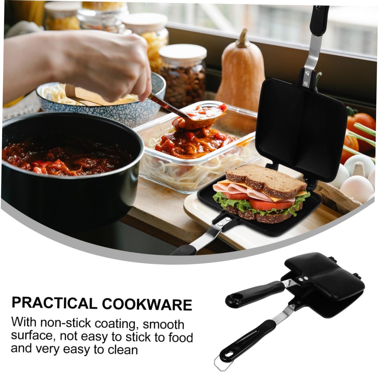 Non-stick Sandwich Frying Pan Aluminum Double-sided Grill Pan Bread Baking Plate Kitchen Supplies Stovetop Outdoor Cooking