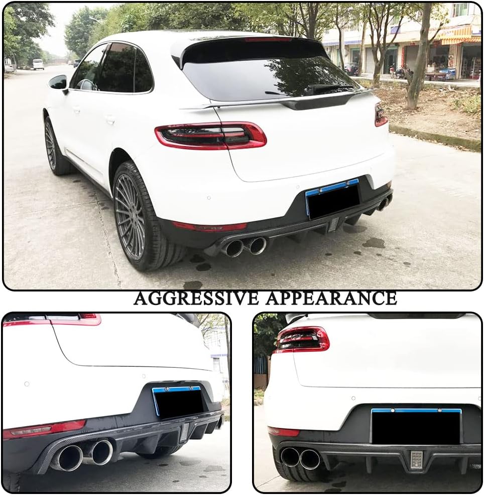 Carbon Fiber Rear Diffuser fits for Porsche Macan SUV 4Door 2014-2020 Factory Outlet CF Lower Bumper Lip Spoiler Body Kit (A Style)