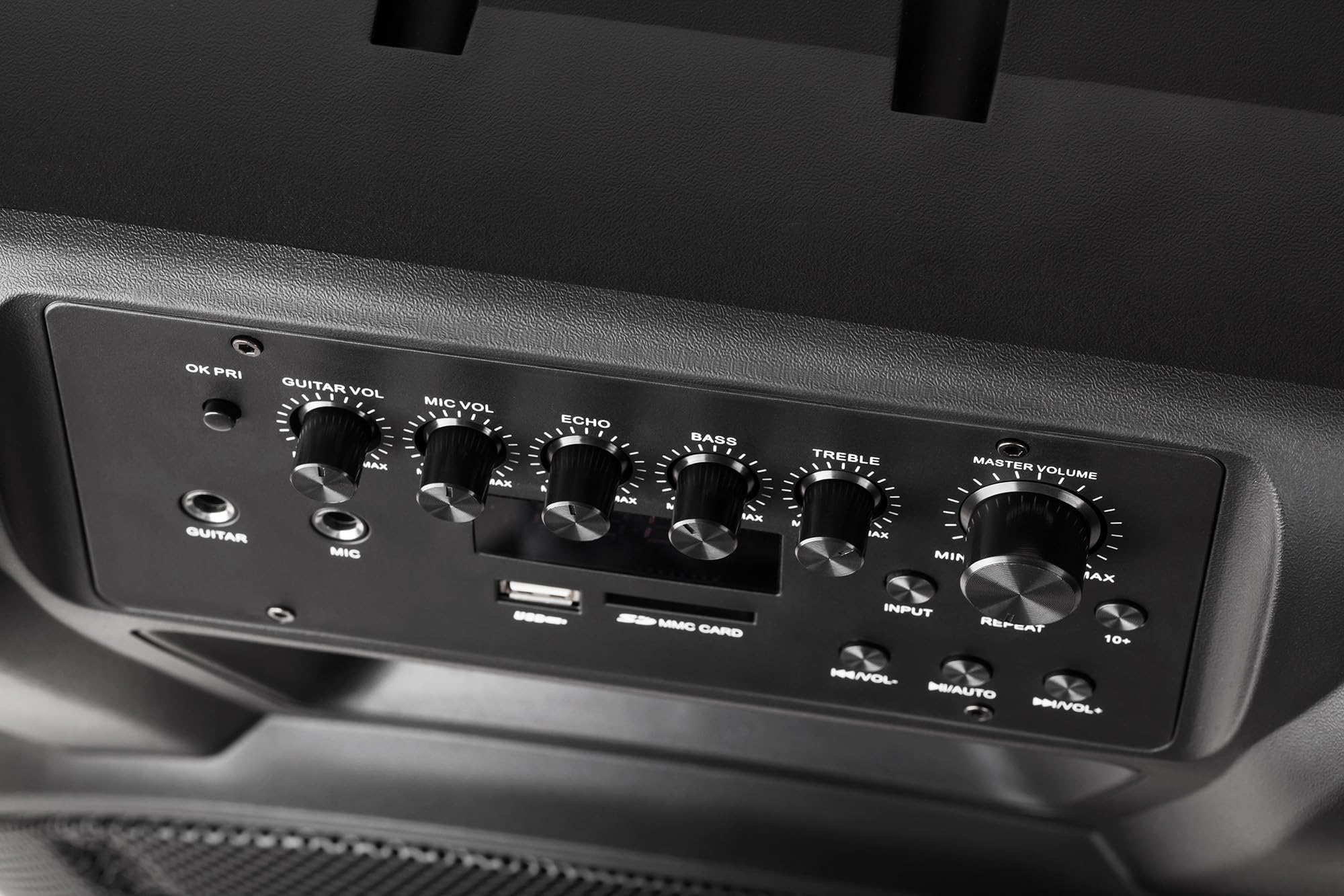 Aktywna kolumna głośnikowa Kruger&Matz KM1715 60 W z 2 mikrofonami bezprzewodowymi UHF, SD, Bluetooth, FM, USB, pilot bezprzewodowy, czarna