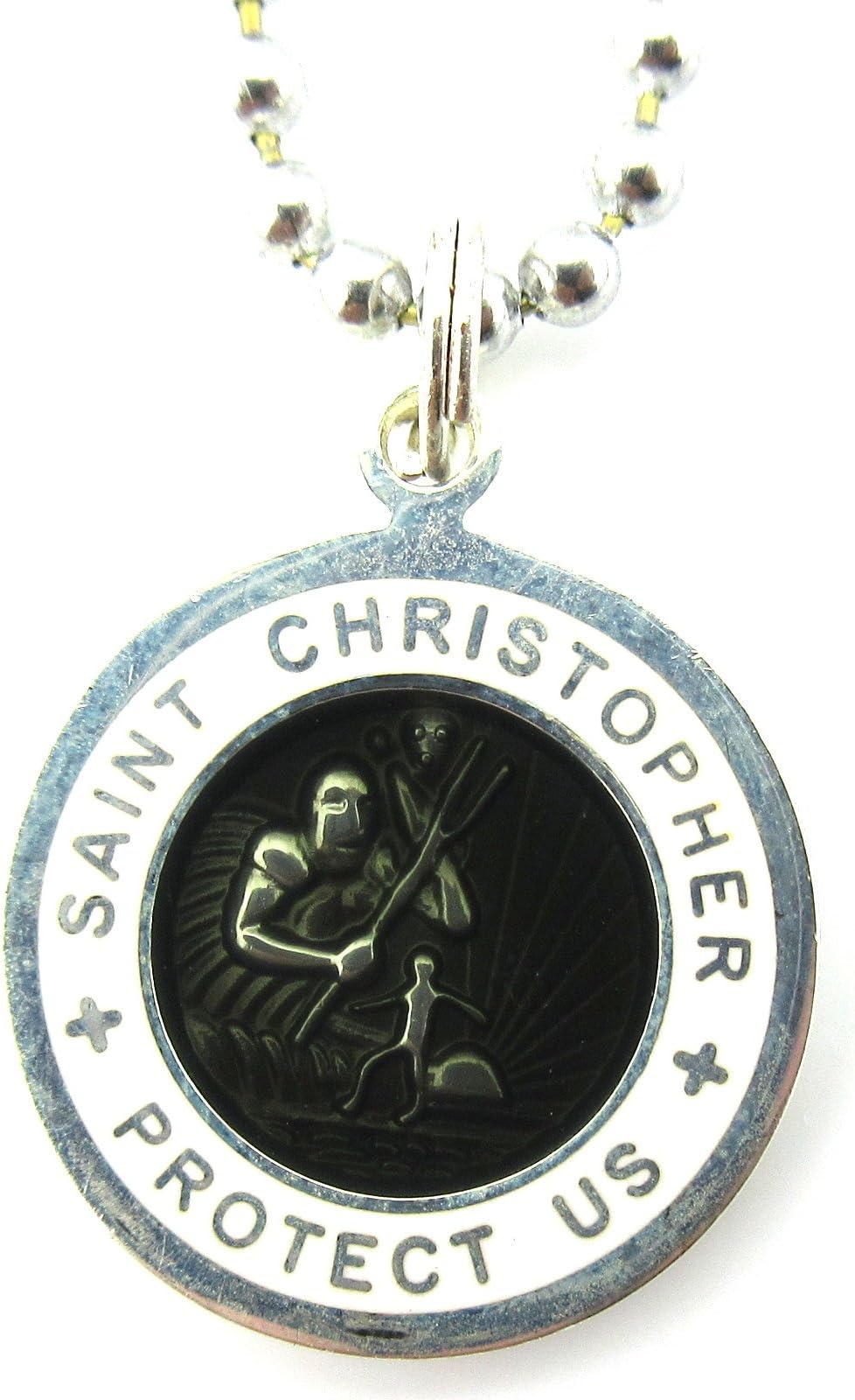 Get Back Designs Saint Christopher Surf Medal Pendant Necklace,Slate/White (SL/WH) Medium