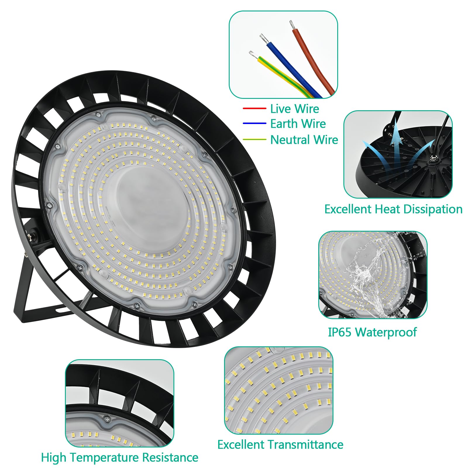 300W UFO LED Industrielampe – IP65 Wasserdicht, 6000K Kaltweiß, Für Halle, Werkstatt & Lager