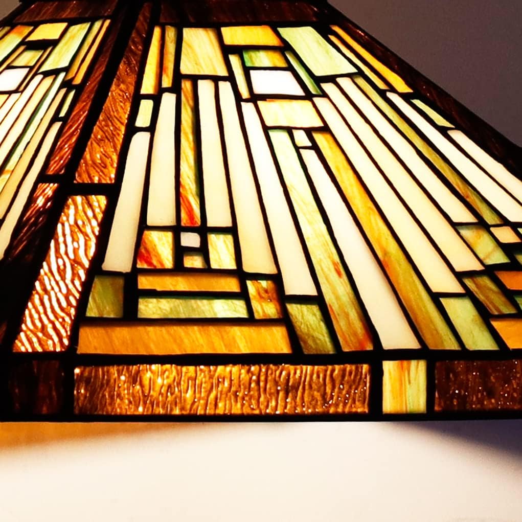 Onе-Dау Sаlе: Uр tо 60% оƒƒ Tiffany Pendant Light for Kitchen Island 12 Wide Vintage Rustic Style Amber Brown Stained Glass Hanging Lamp for Dining Room Hallway