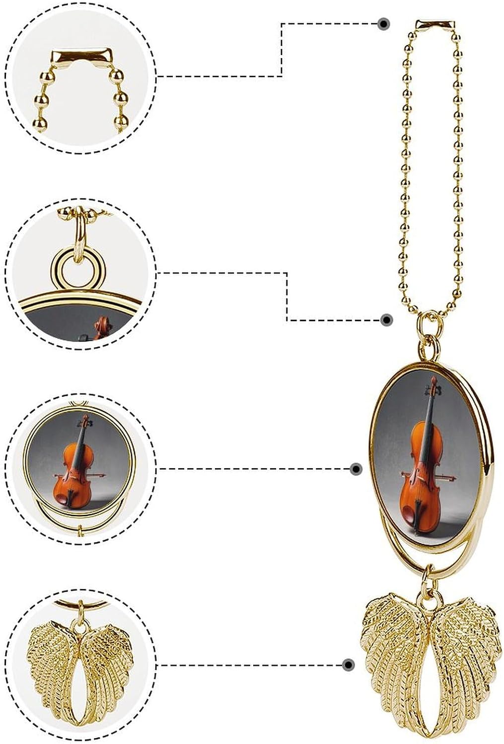 Cello Model Kit Car Hanging Ornament Rear View Mirror Pendant Cute Car Mirror Aesthetic Decor Funny Auto Pendant Auto Charms Gifts for Men Women Golden-style image 3
