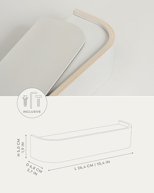 Kazai. Key Holder 'Toke' | Minimalist Key Hook Design from Berlin | Modern Key Holder Wall Mount with Wooden Shelf | Key Rack for Wall as Entryway Organizer | White by Kazai. - Image 6