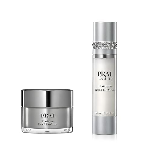 PRAI Beauty Platinum Serum and Creme Duo - Suero facial profundamente hidratante, antienvejecimiento y crema facial - Platino rico en antioxidantes