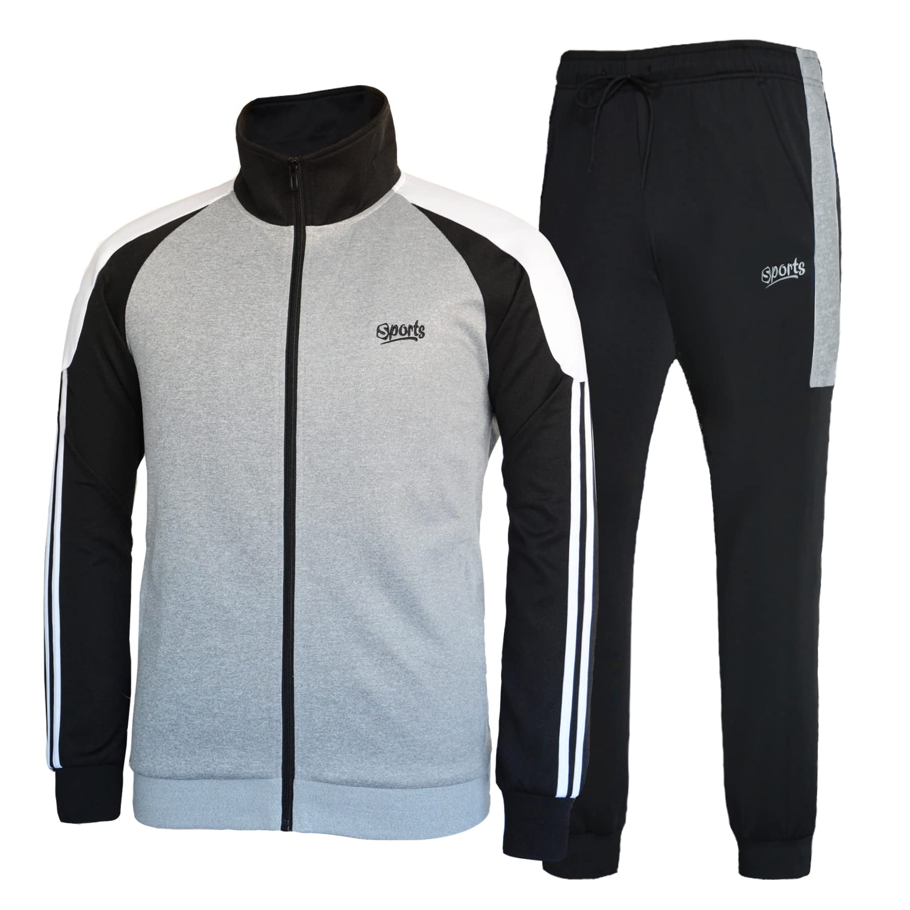 R REAL SPARK Men's Jogging Sweatsuits Sets Full Zip Casual Track Suits for Men Set 2 Piece