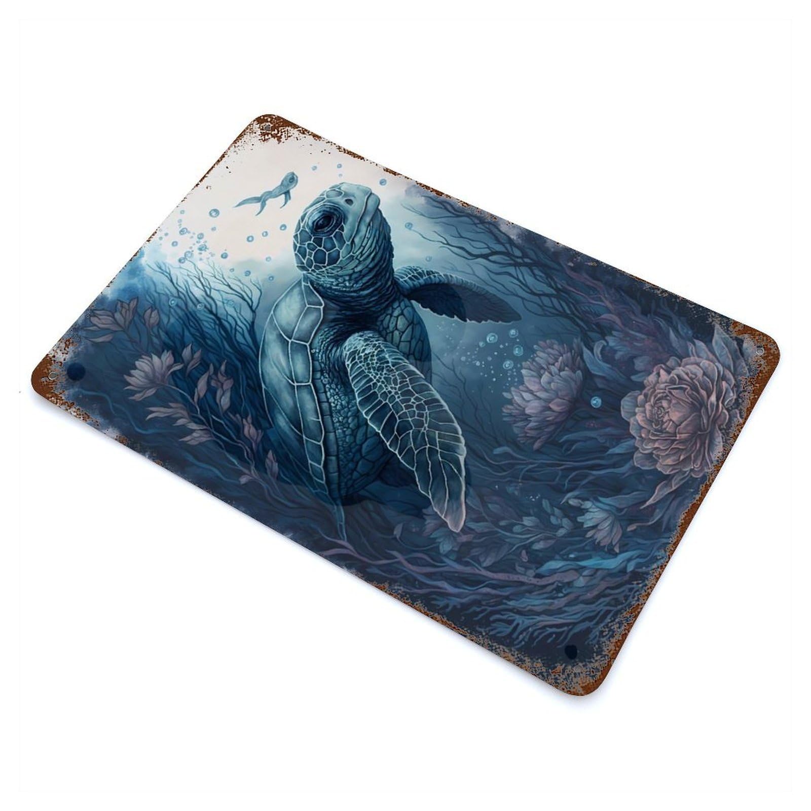 Garage Style Turtle Imaginary Friend Decorative Tin Sign 11.8"x7.9", Industrial Home Decor for Bar And Workshop