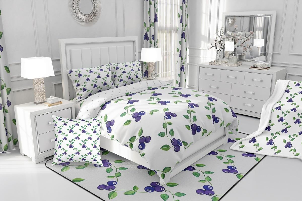 jejeloiu Blueberries Throw Pillow Covers Set of 4 for Kids Boys Girls Cute Fruit Cushion Case 16 x 16-Inch Summer Theme Decor Pillowcase Botanical Nature Theme Bedroom Decor