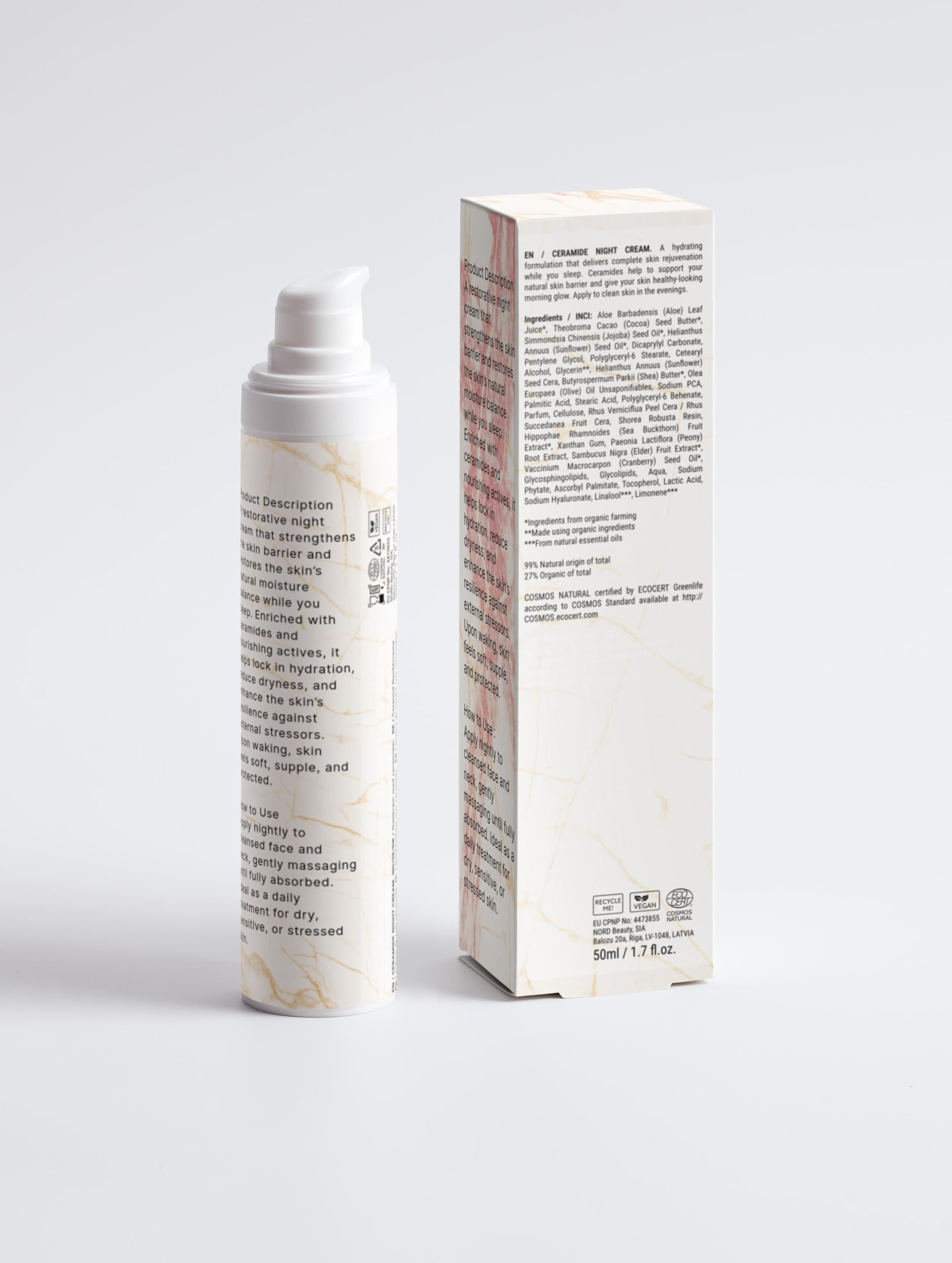 CARLESSO Crema Notte Rigenerante alla Ceramide, Crema Barriera Protettiva, con Burro di Cacao e Olio di Jojoba, per Pelle Secca e Sensibile