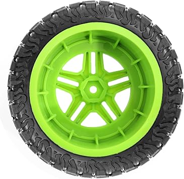 1/10 RC Short Course Truck Plastic Wheels 12mm Hex and Tires OD 4.41 5-Spok Off Road Tyres for 1:10 Scale Truck Car TRAXXAS Slash 4X4 2WD ARRMA SENTON 3S Losi Redcat Rc4wd 4PCS (Green)