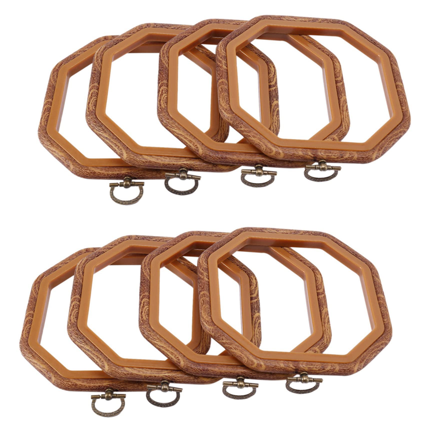 Hndhbfgrt 8PCS Octagon Embroidery Hoops Imitated Wood Hoop Set Display Frame for Art Craft Handy Sewing and Hanging