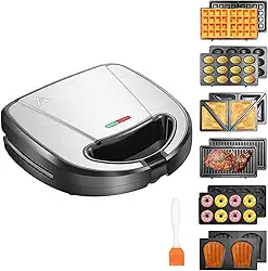 Sanduicheira 6 en 1, Maquina de Pao 110v, maquina de waffle, panquequeira eletrica, Caso seja constatado algum problema de qualidade no produto, reembolsaremos o valor integral