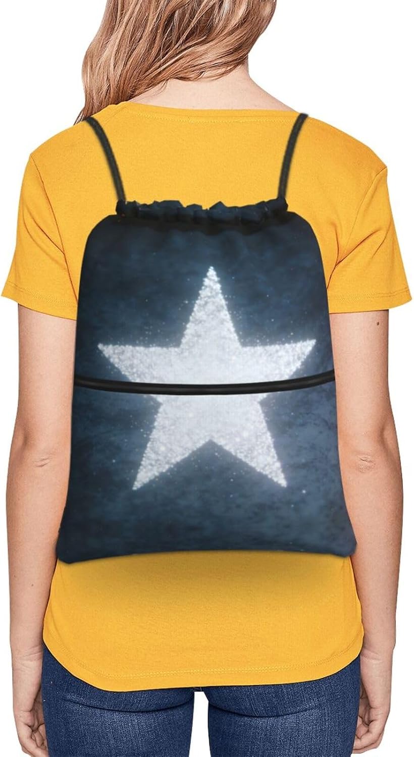 Fluorescent Star Print Drawstring Gym Bag, Stylish Sports Bag Unisex, Yoga Bag and Travel Drawstring Bag
