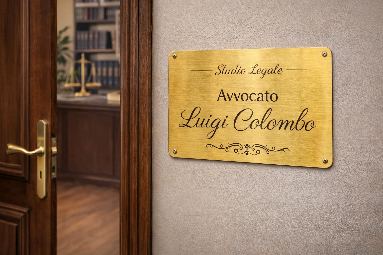 Targa Porta Targhetta Cancello Targhe Ufficio Placca Azienda Insegna Dorata o Argentata | Personalizzabili in laminato plastico da Interno e Esterno