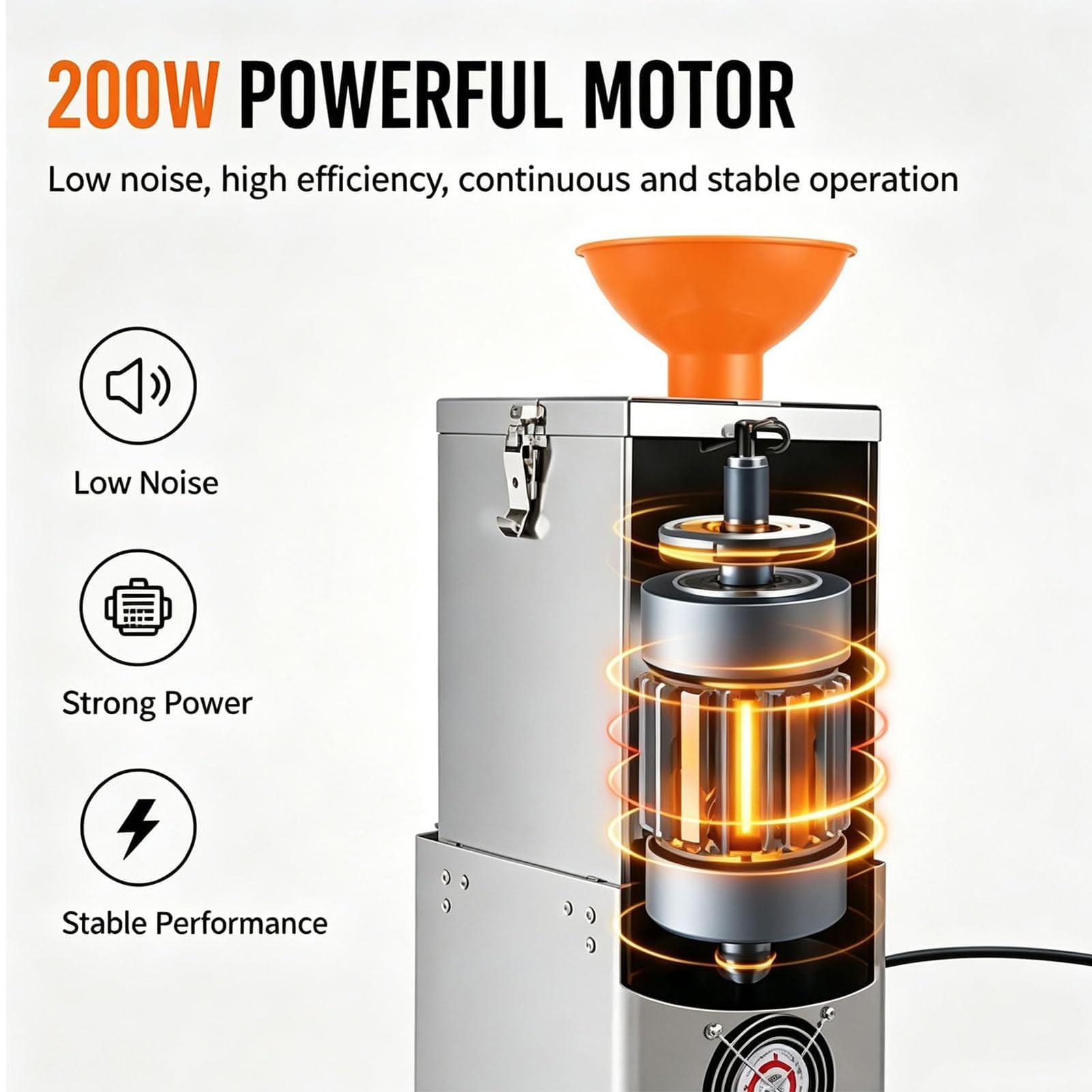 Komercyjna elektryczna obieraczka do czosnku ze stali nierdzewnej | Silnik 200 W, zbiornik 14 cm, prędkość obierania 25 kg/h, obieranie na sucho, dla restauracji, hoteli, sklepów z grillem