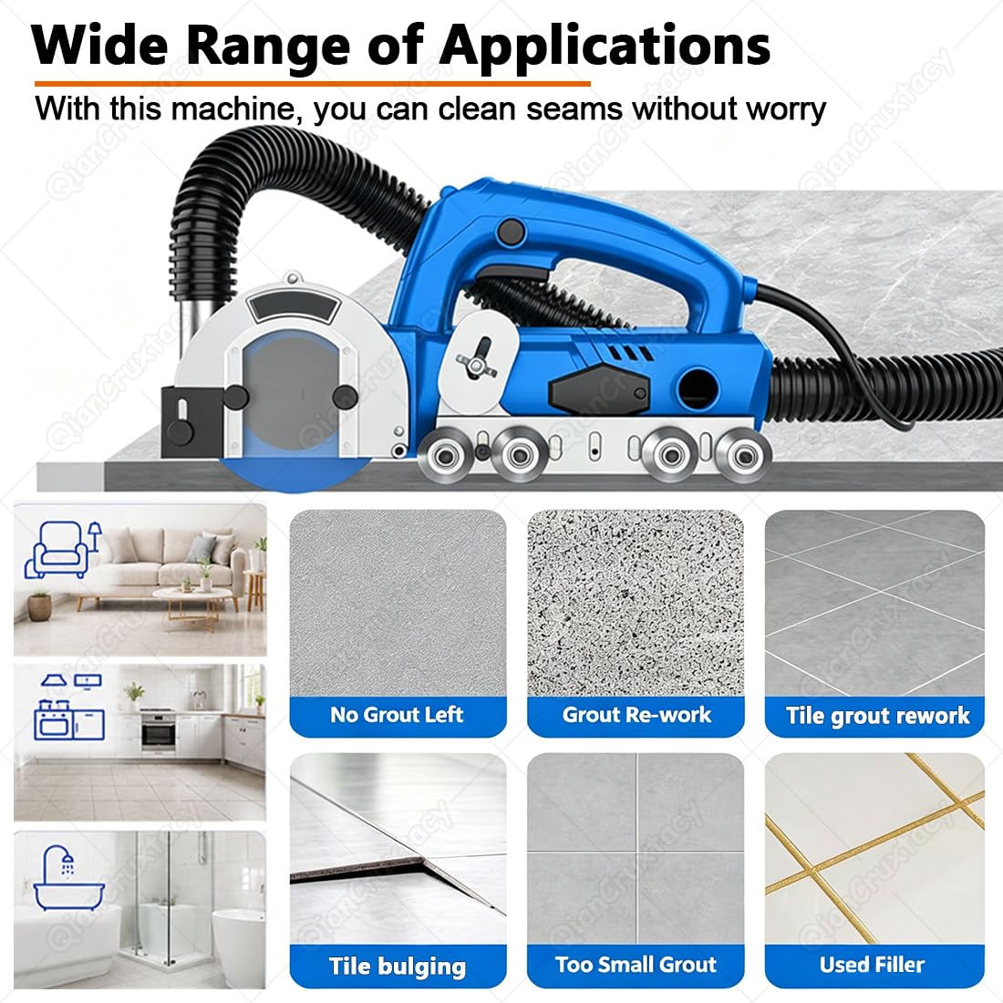 Herramienta para la Limpieza de Juntas Entre Baldosas | Limpiador Multifuncional De Juntas De Azulejos De 1200W, Secado Automático por Soplado para Eliminar la Humedad Residual