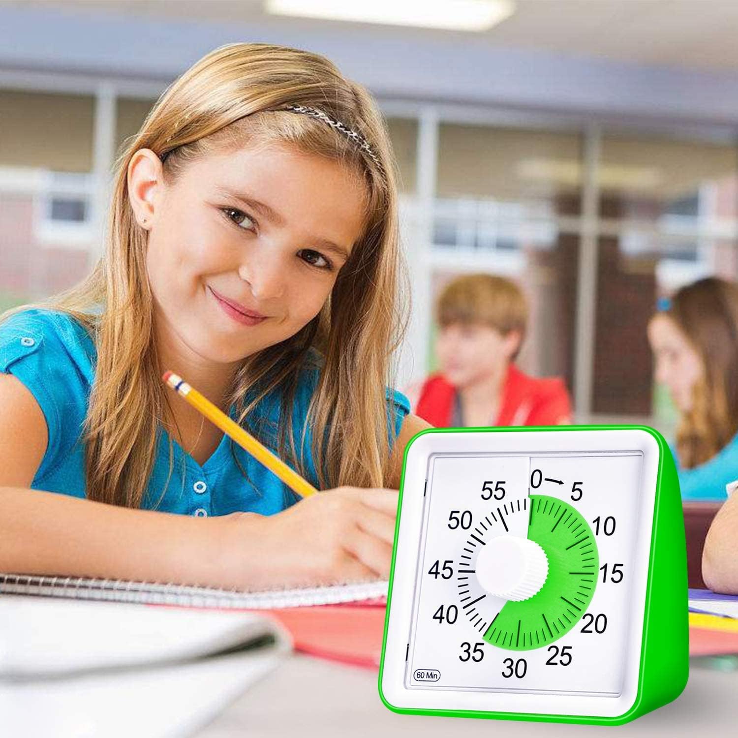 Kids Timer 60 Minute 1 Hour Visual Analog Timer 3 inch Silence Countdown Clock - Classroom Teaching or Meeting Timer for Kids and Adult