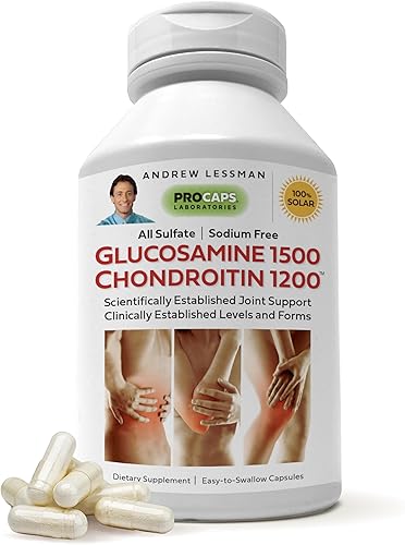 ANDREW LESSMAN Glucosamina 1500 Condroitina 1200 mg - 150 Cápsulas - Forma 100% Sulfato, Ingredientes y Niveles Establecidos Investigación para el