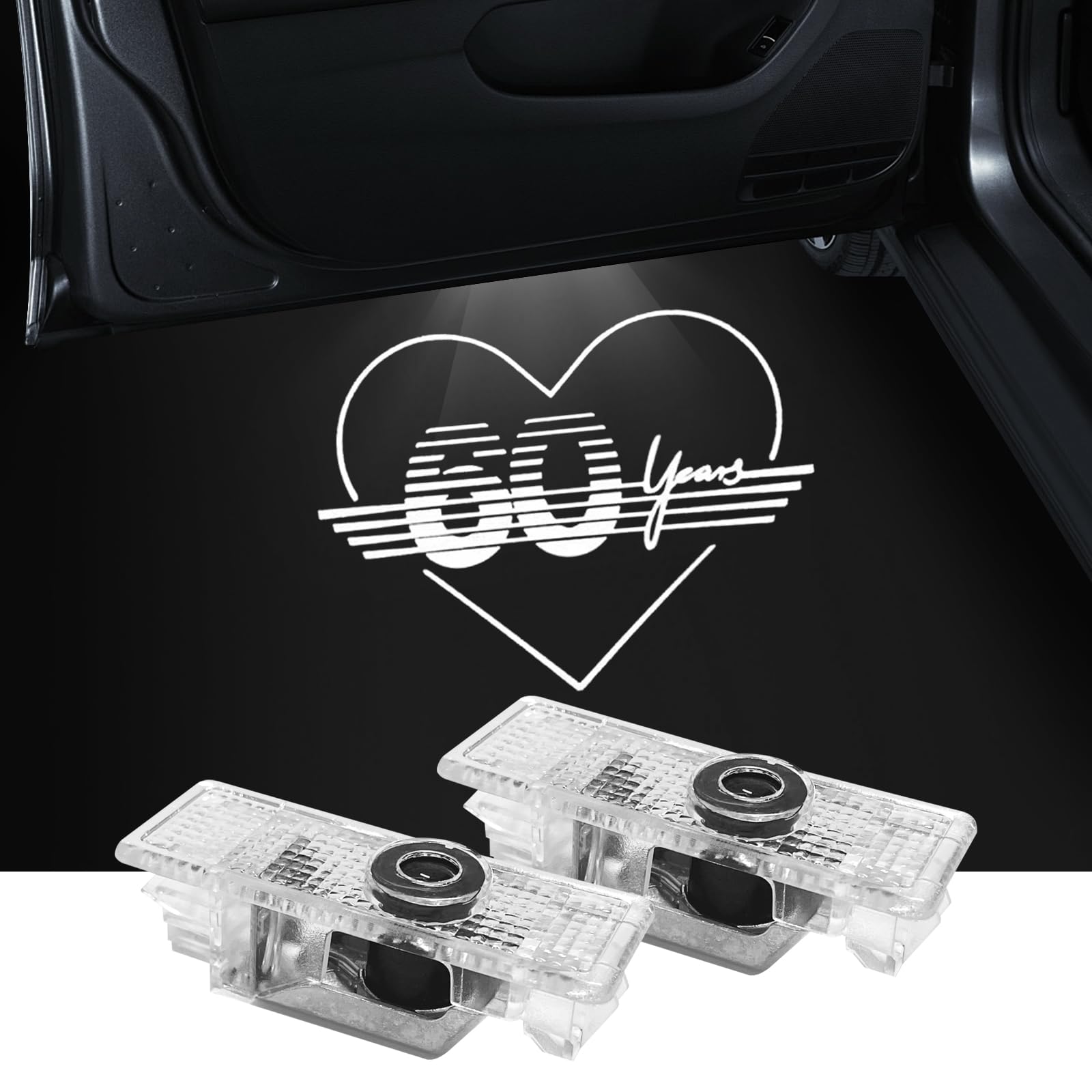 JHGFVC 2Pcs Car Door Lights Projector for Mini Clubman/Countryman/Paceman/Sports/Cooper R55 R56 R57 R58 R59 R60 R61 F55 F56 F57 Car Accessories - Ghost Shadow Welcome LED Puddle Lights (60)