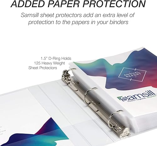 Vista 40 de Samsill Carpeta duradera de 1.5 pulgadas, fabricada en los Estados Unidos, carpeta de anillos en D, carpeta transparente personalizable, surtido
