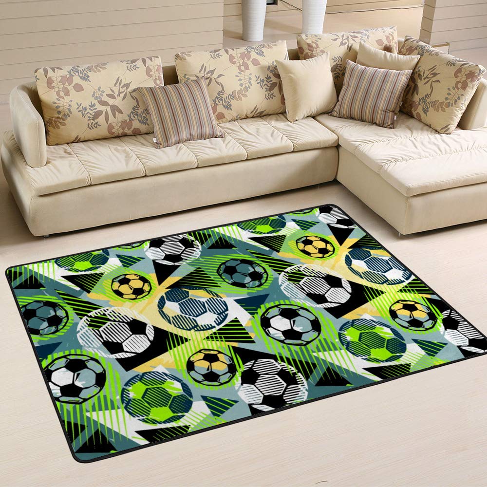 Tapis de sol moderne football Ruchen grand format 160x120 cm pour salon et chambre