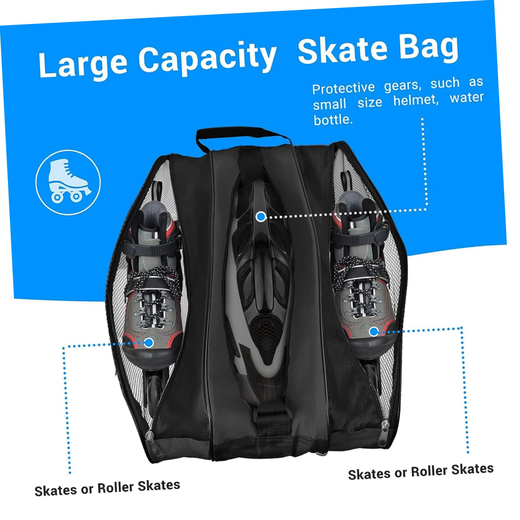WOONEKY Borsa Porta Pattini a Rotelle Cerniera, Contenitore Per Scarpe Da Pattinaggio Multistrato Resistente, Set 2 Pezzi Per Trasporto e Custodia Comoda Durante Attività Sportive All’aperto
