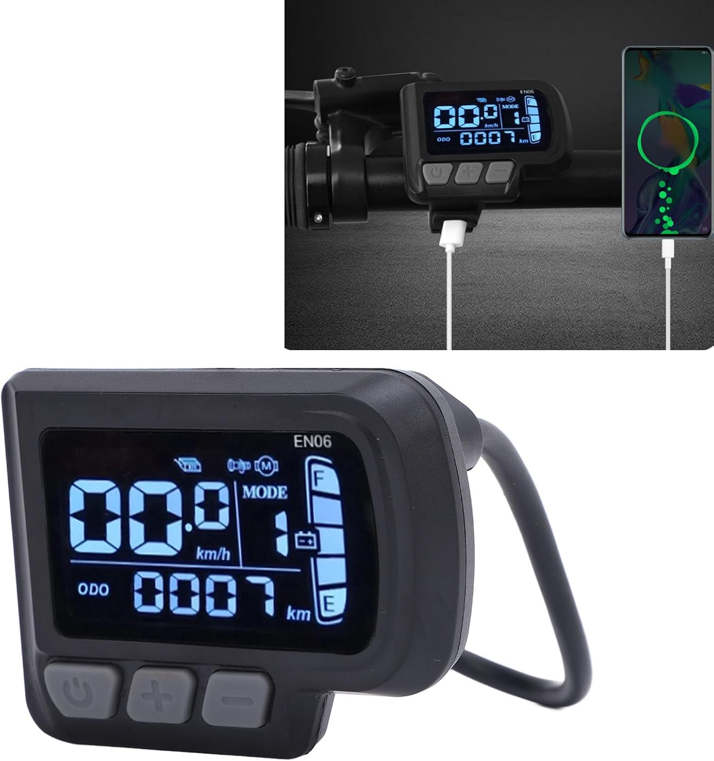 Electric Bicycle LCD Display Meter, Water Proof 6 Pin Electric Scooter Panel Screen, 24-48V E Bike Display Meter Control Panel, LCD Panel Screen for Electric Scooter Modification