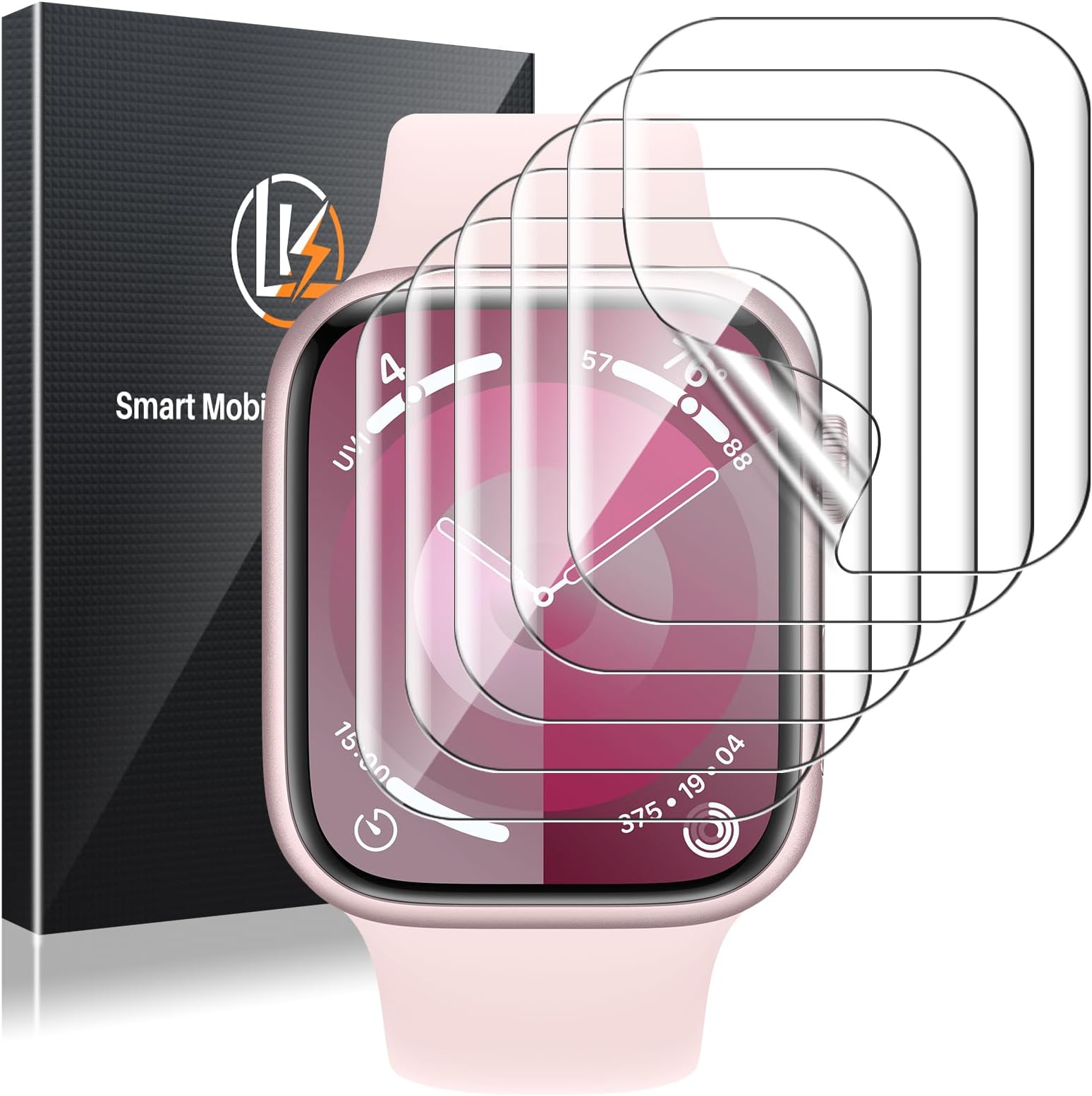 LK 6 Pack Compatible with Apple Watch Series 8 Screen Protector [45mm] Series 7 [New Version] Anti-Scratch, Self-Healing Soft TPU Film for Apple Watch Series 8 45mm, HD Transparent