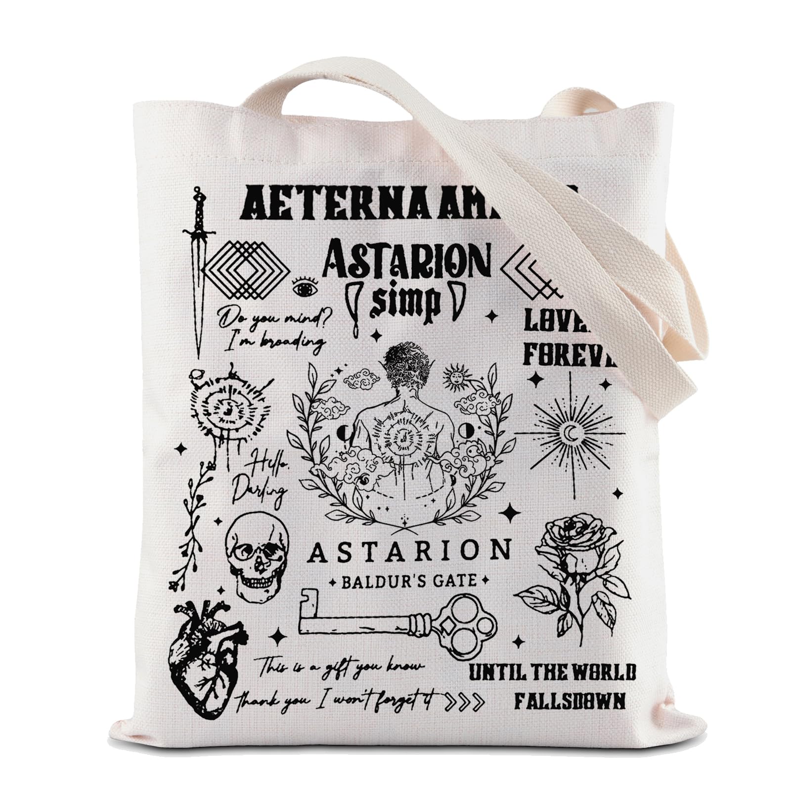 ZJXHPO BG3 Astarion Tote Bag BG3 Merch Astarion Inspired Reusable Grocery Shopping Bag Astarion Dark Humor Gift