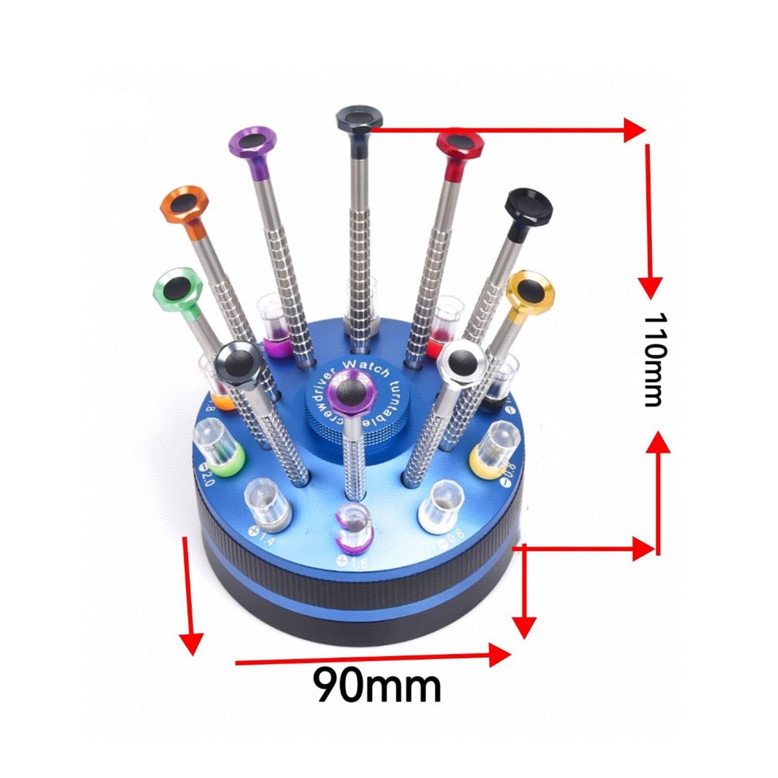 Set di cacciaviti da orologio 10pcs con supporto di stoccaggio in alluminio rotativo, kit di cacciaviti di precisione per la riparazione di orologi, occhiali, gioielli,Blue