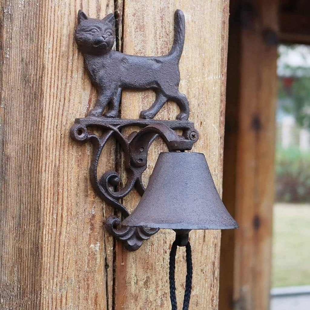 Door Knocker Lovely Cat Shape Door Knocker Cast Iron Door Knock Vintage Front Door Pull Ring Farmhouse Garden Manual Doorbell Decor Unique