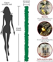 Vista 2 de WANNA-CUL Guirnalda de Navidad preencendida de 6 pies / 72 pulgadas con luces para decoración de puerta principal con adornos de bolas de Navidad