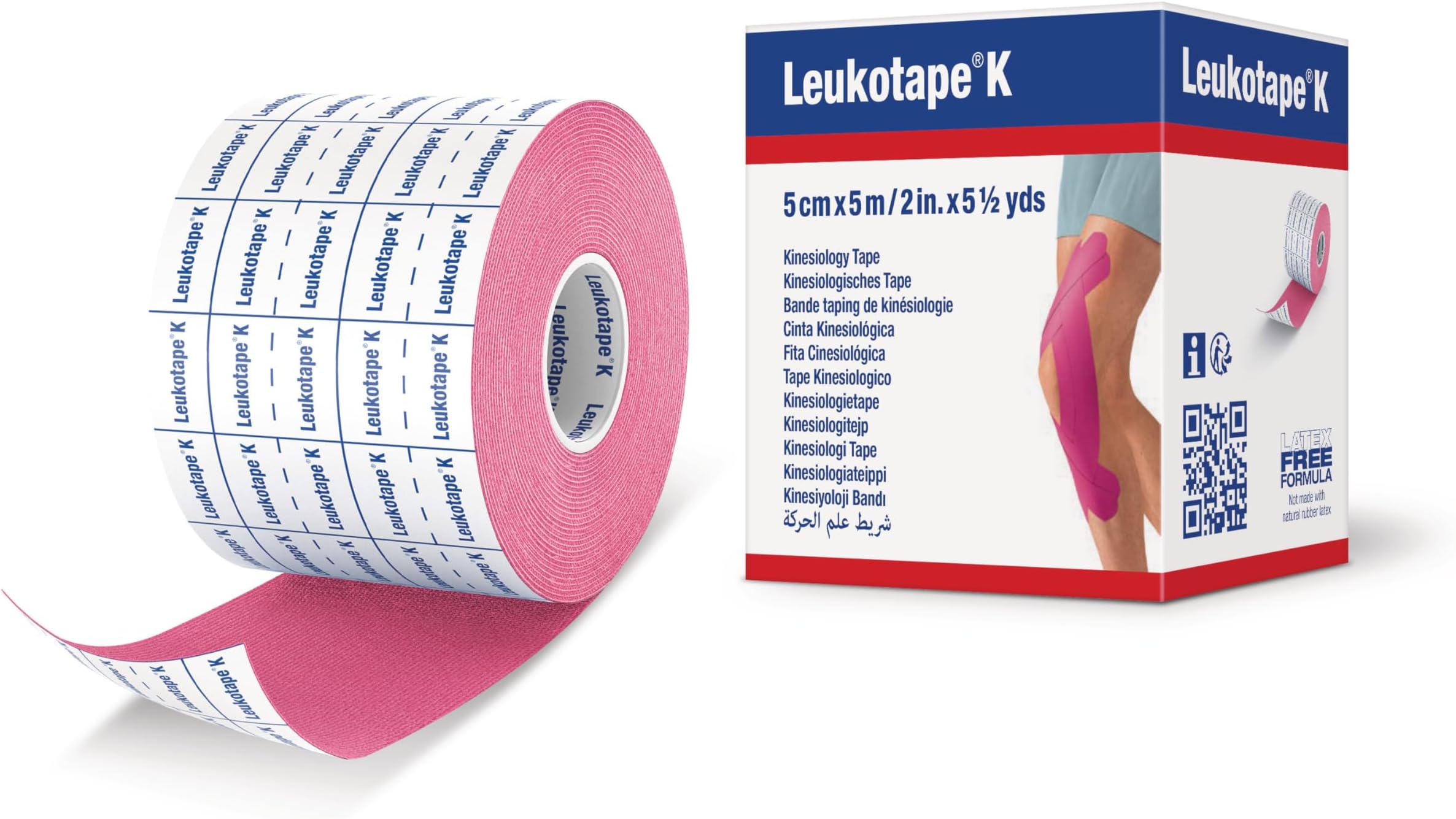 K 2 Inch X5.4 Yard, Pink (Pack of 5)