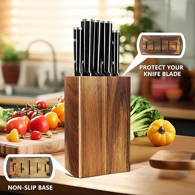 Set Cuchillos Cocina 6 Piezas Acero Inoxidable Base Madera miniatura 5