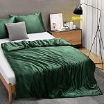 Ersmak 60" x 80" Couverture de couettes pour couverture pondérée, silky & Couvre-culotte amovible Satin avec fermeture éclair & 8 Attachement sécurisé, vert émeraude