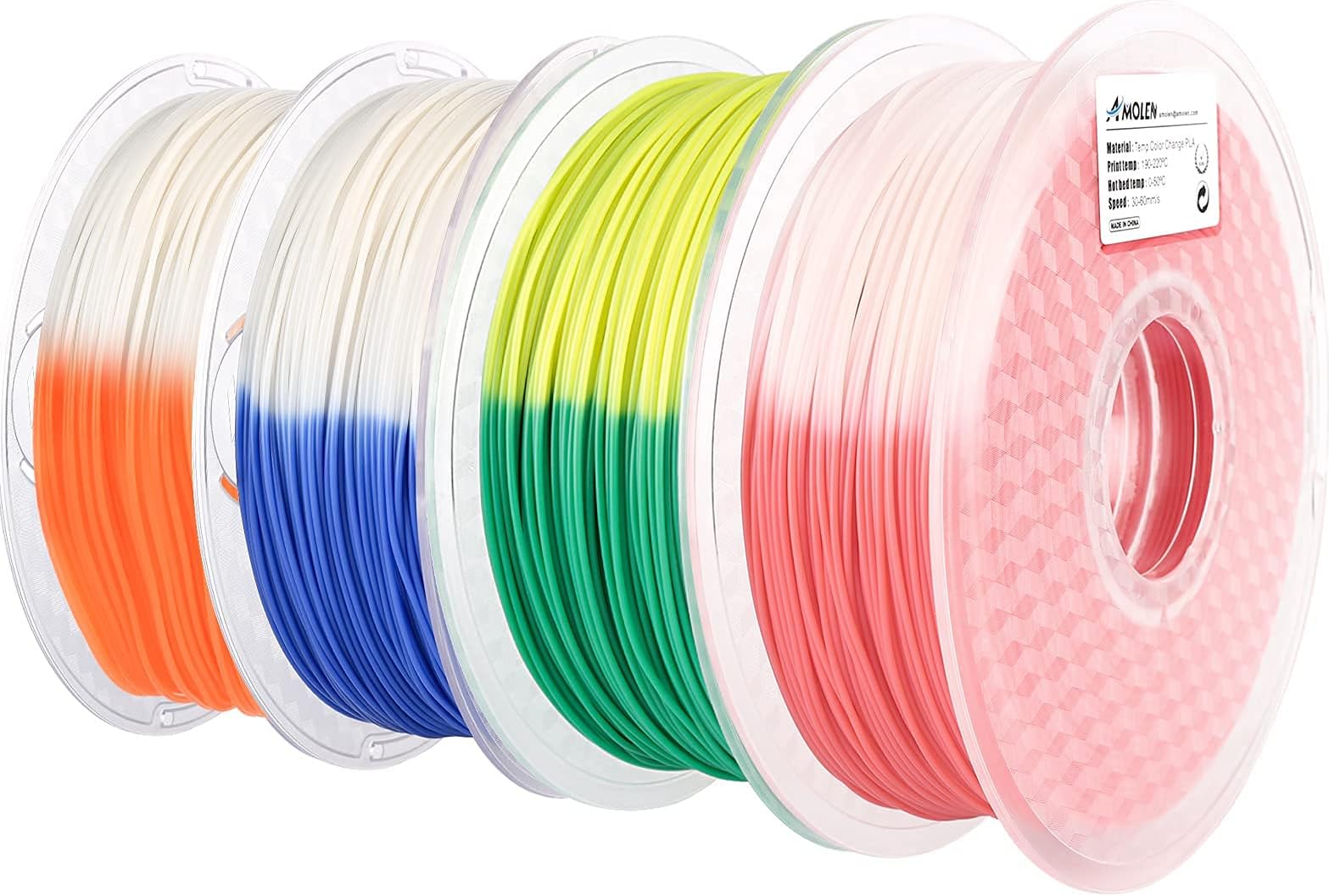 AMOLEN 3D Printer Filament, PLA Filament 1.75mm Color Change with Temperature Filament Bundle, 3D Printing Filament +/- 0.03mm,4 spools x 1kg/2.2lbs