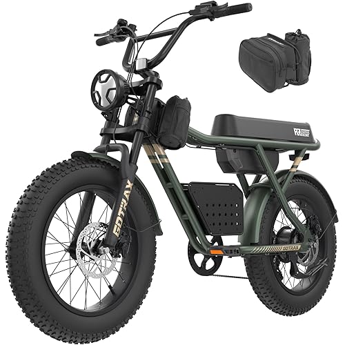 Gotrax R7 Electric Bike for Adults, 750W Motor, 25mph, Max 45-Mile Range, 20" Fat Tire, UL Certified, 48V Removable Battery, Oversized Padded Seat, Basket&Frame Bag, Easy Assembly for City&All-Terrain
