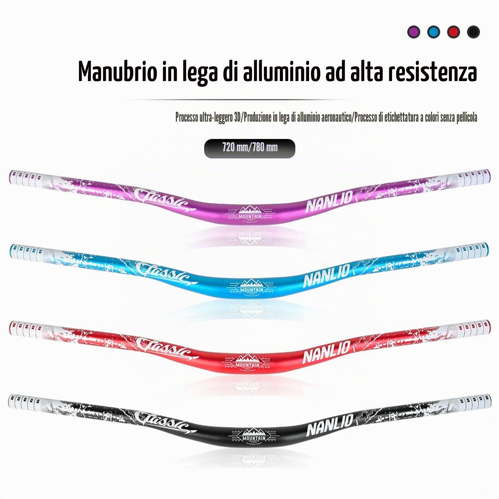 YLME Manubrio della Bicicletta, Manubrio A Forma di Rondine per Bicicletta MTB, Maniglia per Bici Ultraleggera da 31,8 * 680 Mm/720/780 Mm, per Ciclismo su Strada di Montagna BMX