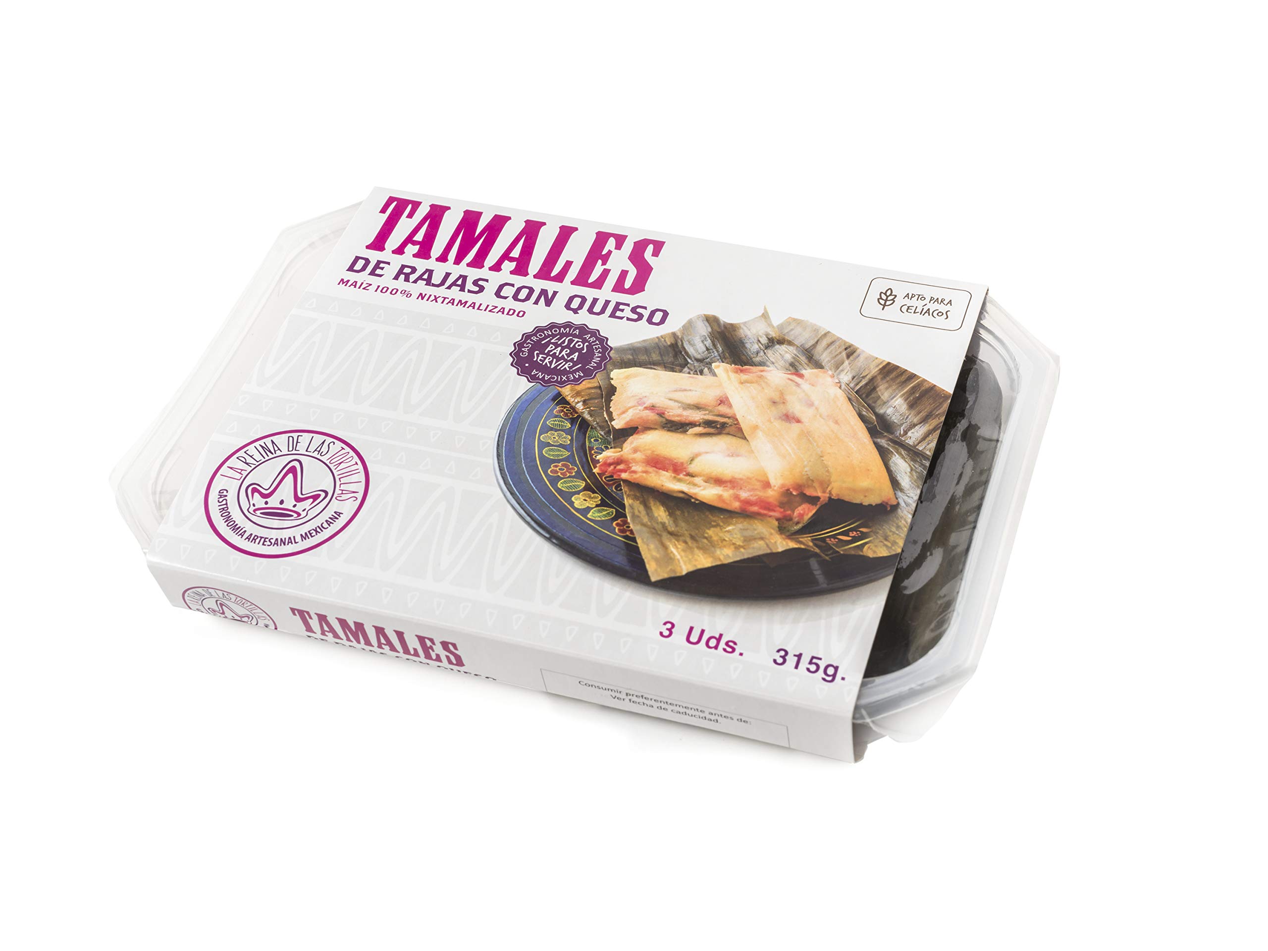La Reina de las Tortillas - Pack 6 - Pork Tamales in Green Sauce 3pcs + Cochinita Pibil Tamales 3pcs + Rajas Tamales with Cheese 3pcs - European Leader in Mexican Artisan Gastronomy