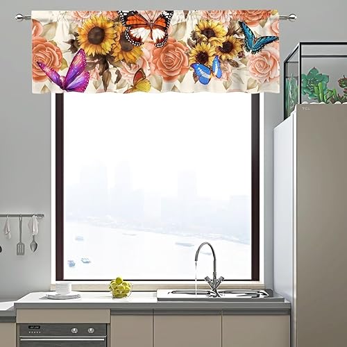 Miniatura 68 de DISNIMO Van Gogh - Cenefas de noche estrellada para ventanas, cenefa de cortina de cocina, 54 x 18 pulgadas, cortinas cortas azules para decoración