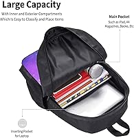 Vista 2 de QJMEG Mochila de dibujos animados para niños y niñas, mochilas ligeras de 16.5 pulgadas con respaldo acolchado, C