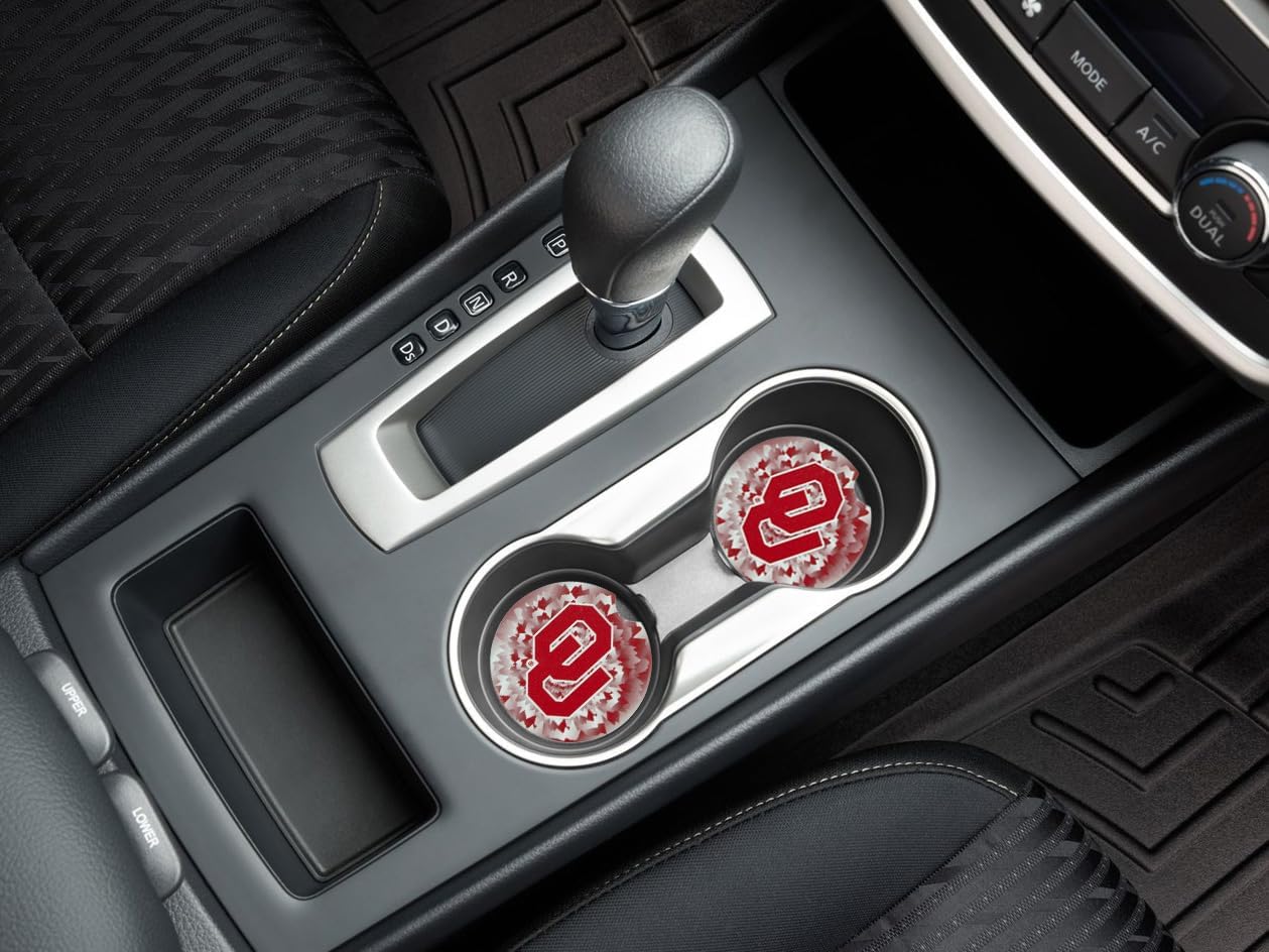 Oklahoma Sooners Football University Car Coasters Set of 2 by Magnolia Lane – Removable Absorbent Ceramic Stone Drink Coasters – Ideal Gift for Students, Alumni, and Everyday Fans - Image 3