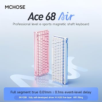 MCHOSE ACE68 Air Magnetic Switch Gaming Keyboard,65% Rapid Trigger Hall Effect Wired Mechanical Keyboard with Adjustable Actuation RGB Light Box HotSwap Gasket Snap Tap,8K Hz Polling Rate (Pink)