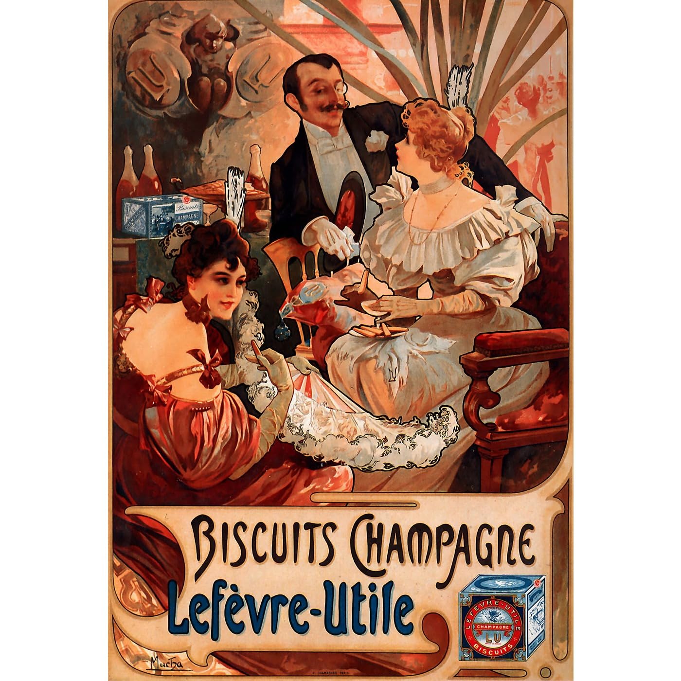 Impression giclée Mucha Biscuits LU toile roulée 61x81 cm de haute qualité - 2