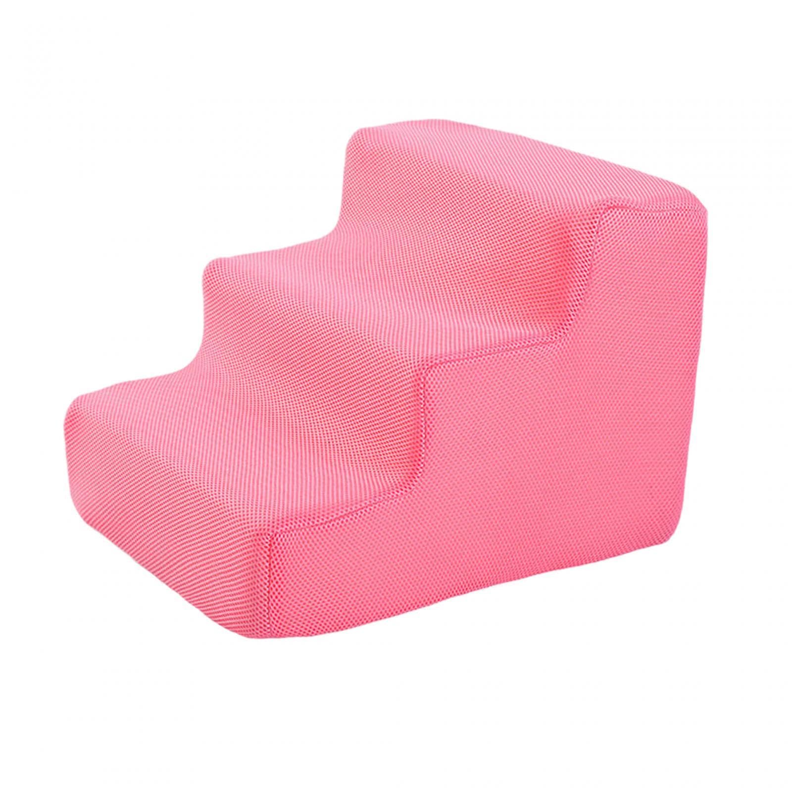 BaoblazeHigh Density Pet Steps Ladder, Balanced Pet Steps, Non Slip Pet Ladder, Cat Ramp for Car, High Beds, Sofa, Couch, Climbing, Pink 3 Steps