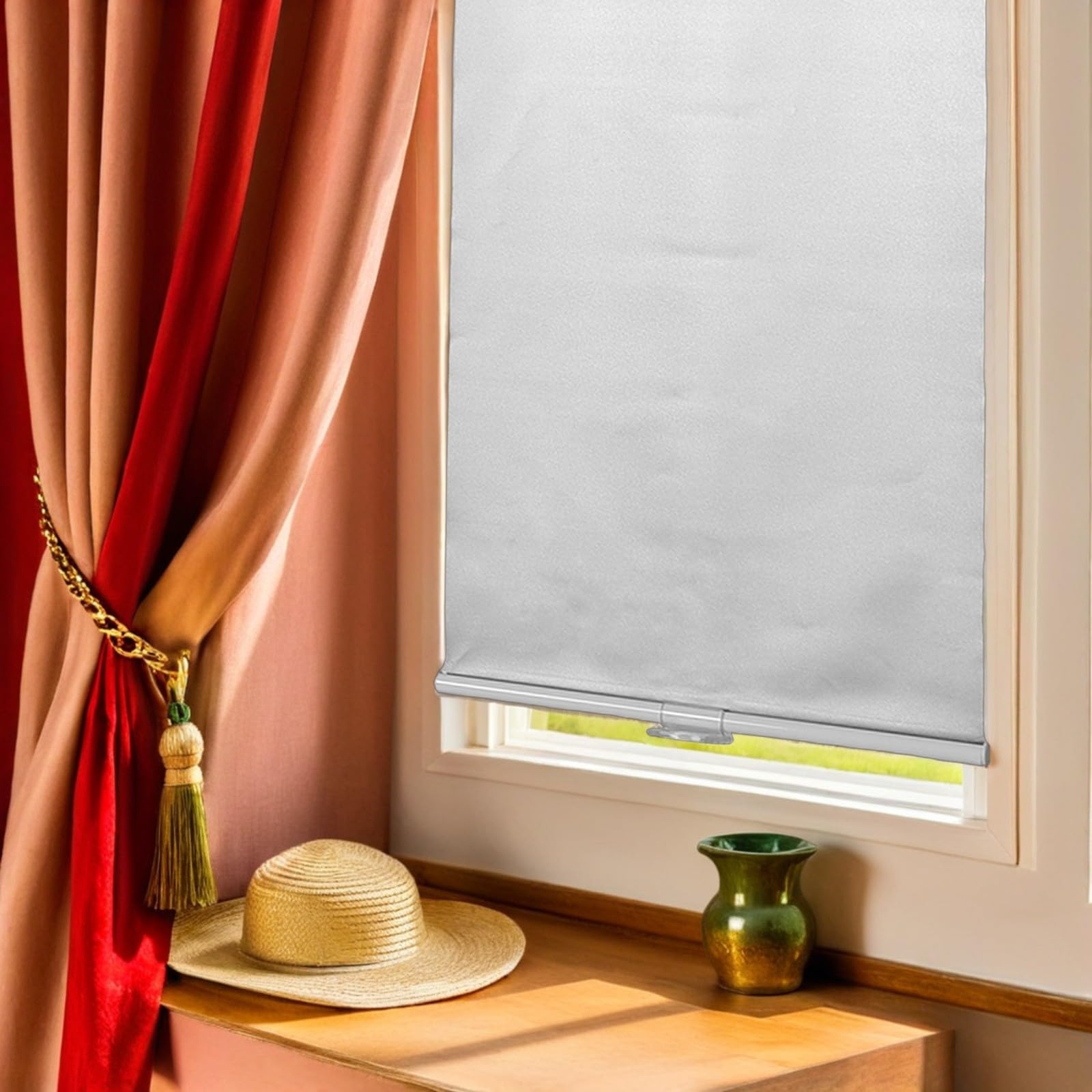 SHINEOFI Tenda Rullo in Poliestere Rivestimento Termico ad Alta Isolazione e Risparmio Energetico, Oscurante senza Corda per Finestre e Portici, Design Moderno e Versatile