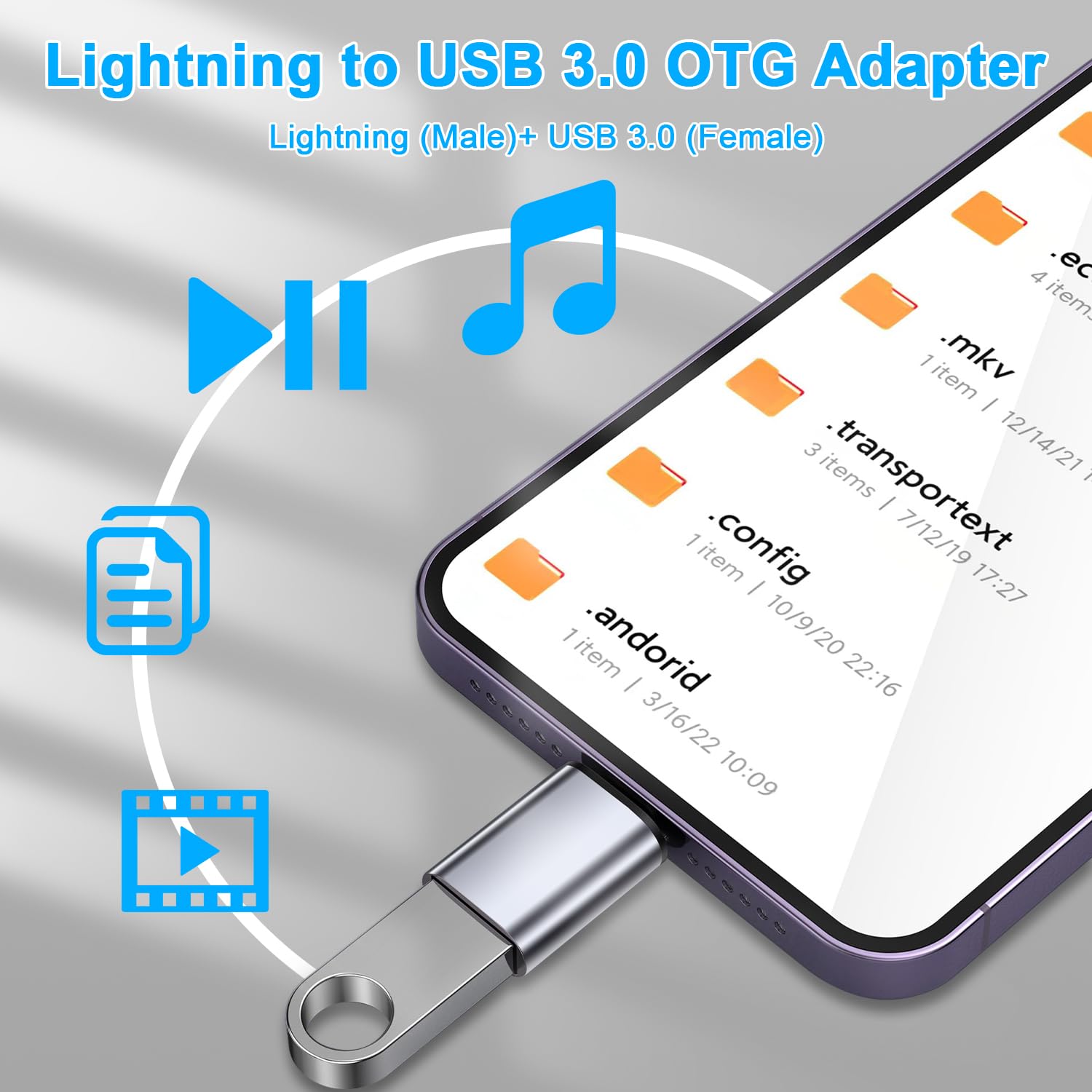 Adapter USB do Lightning (zestaw 2 szt.), adapter USB do iPhone'a, adapter USB 3.0 OTG do iPhone'a 14, 13, 12, 11 Pro Max/iPada Pro, Air, kompatybilny z dyskami flash USB, klawiaturami MIDI